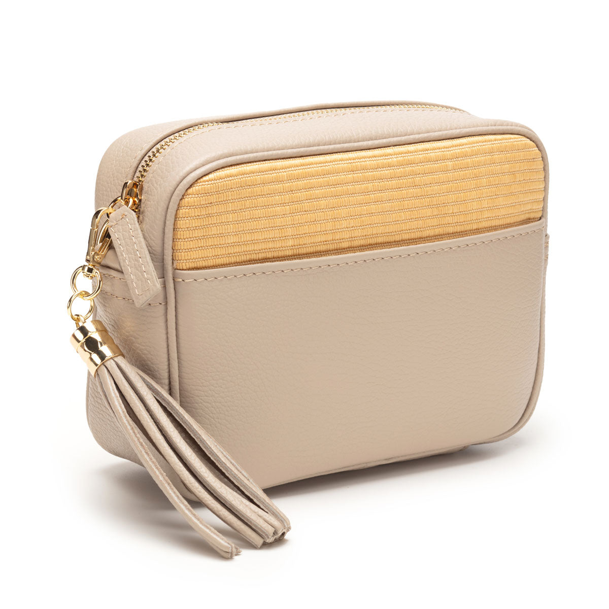 Image of a Biscuit Beige Raffia Tassel Leather Bag for Women by Elie Beaumont