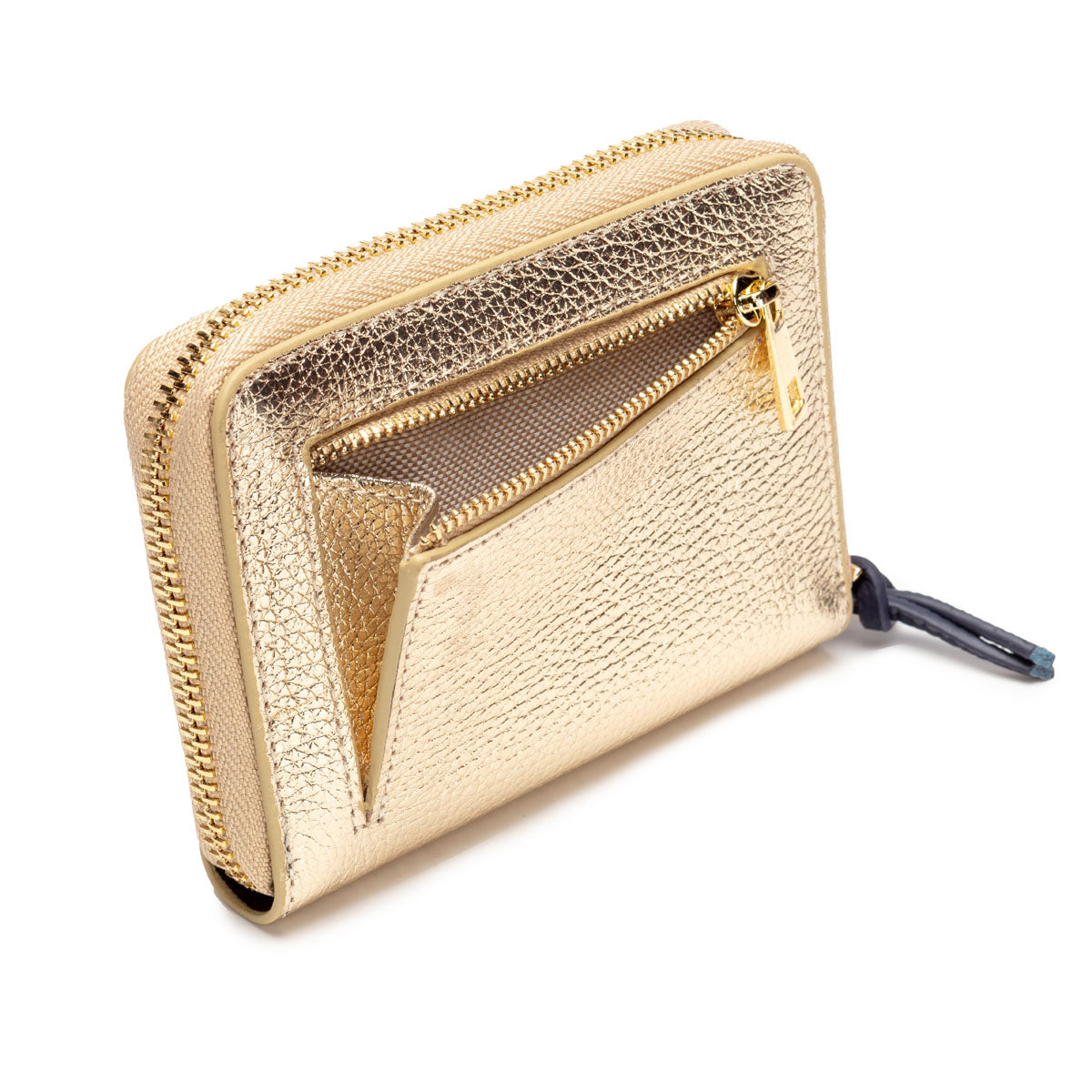 Zipper Purse/Wallet Gold - Navy Blue