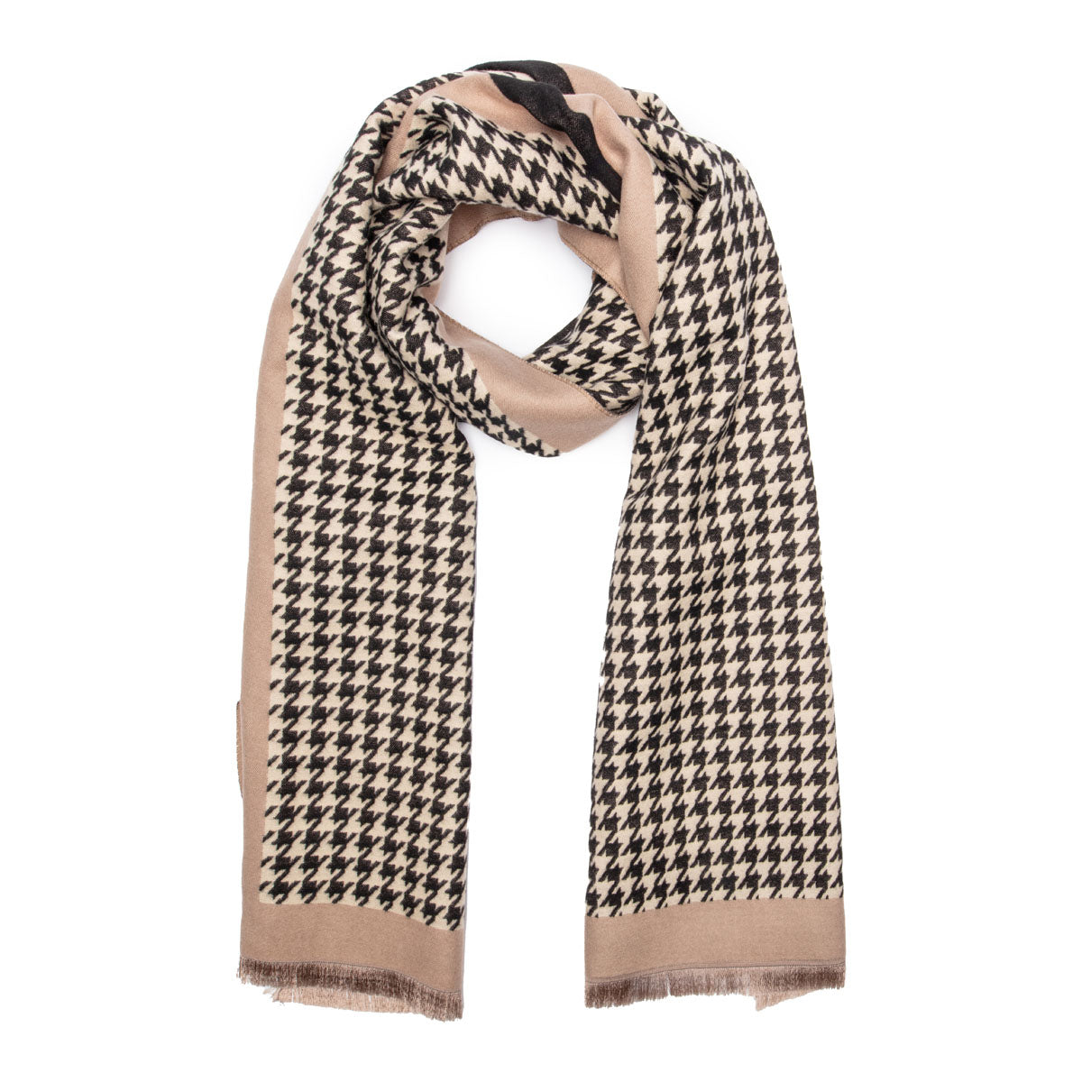 Winter Scarf - Black Dogtooth Check