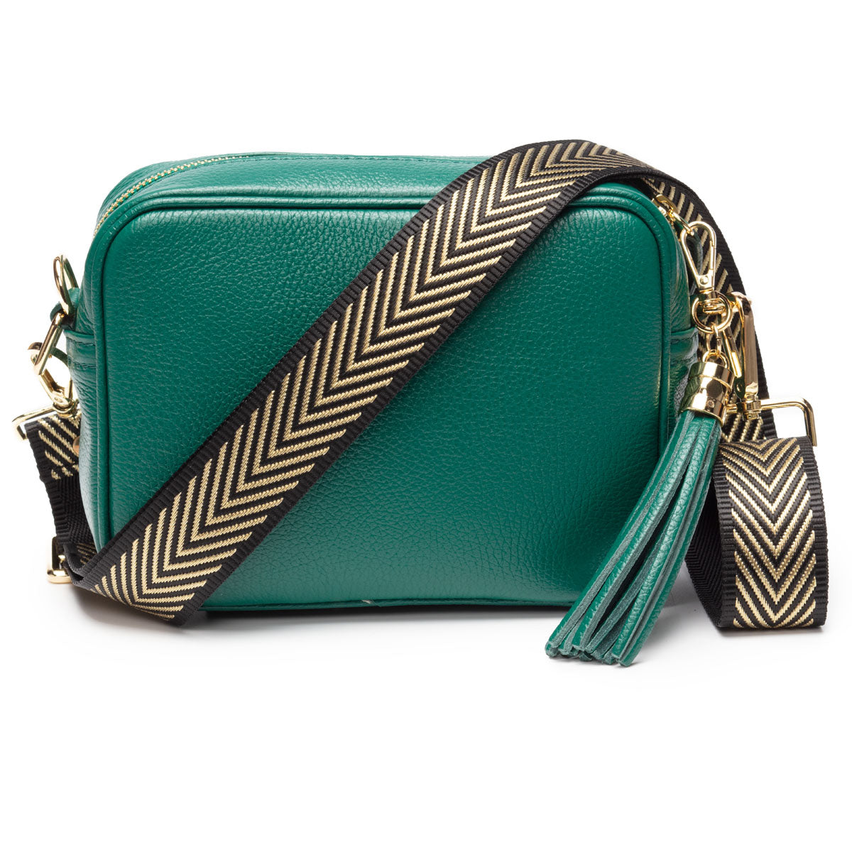 Crossbody Peacock Green(Gold Chevron Strap)