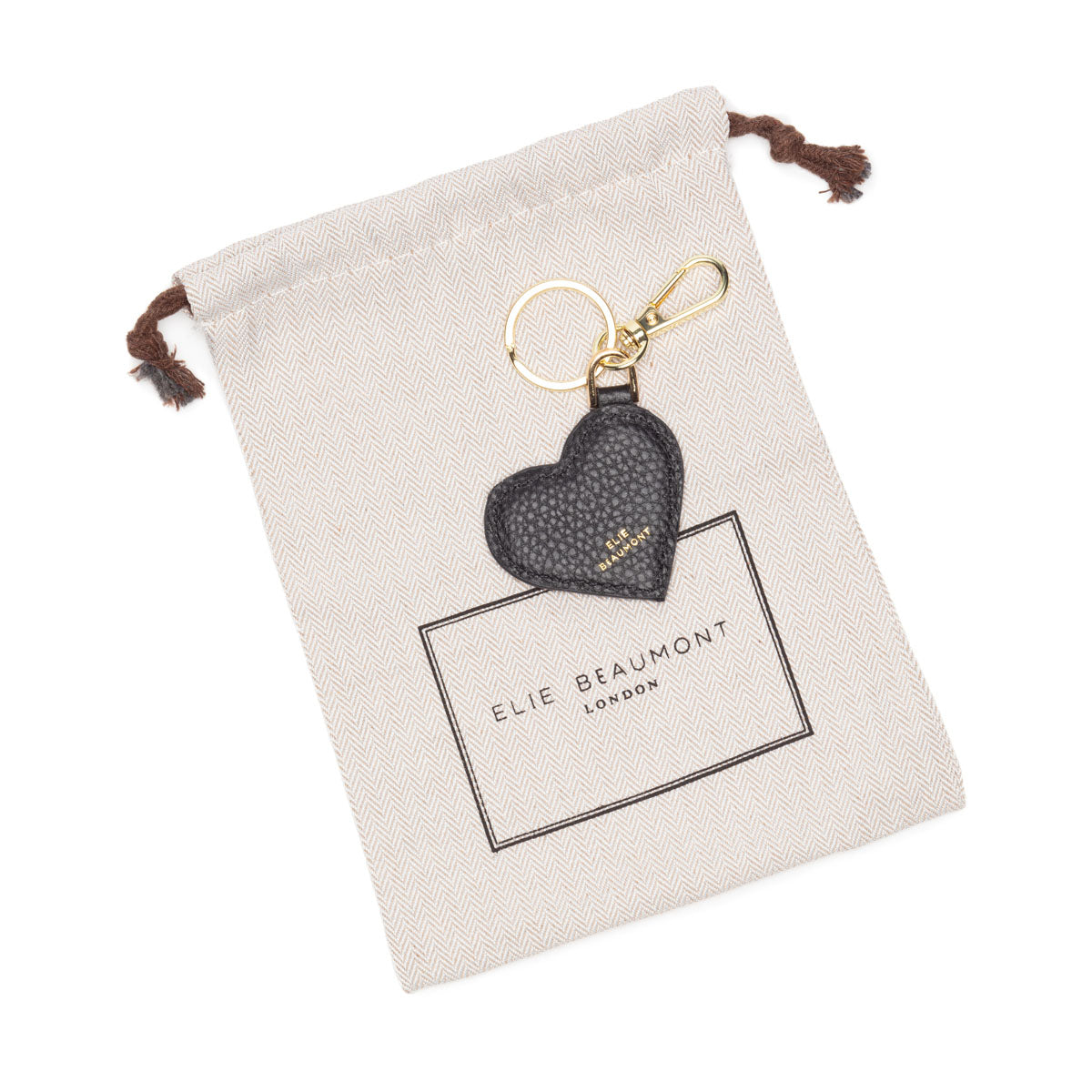 Leather Keyring - Heart Black