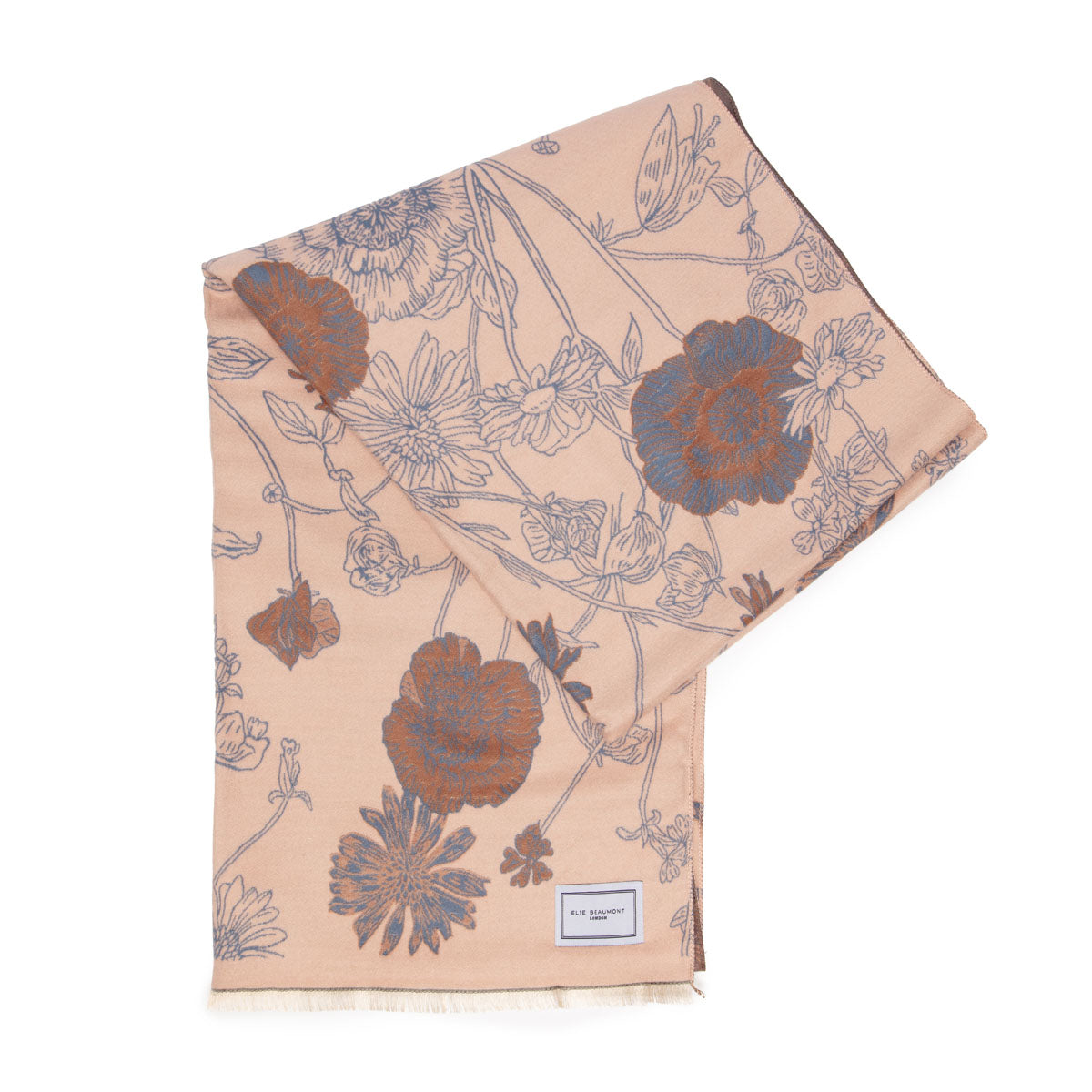 Winter Scarf - Soft Pink & Grey Floral