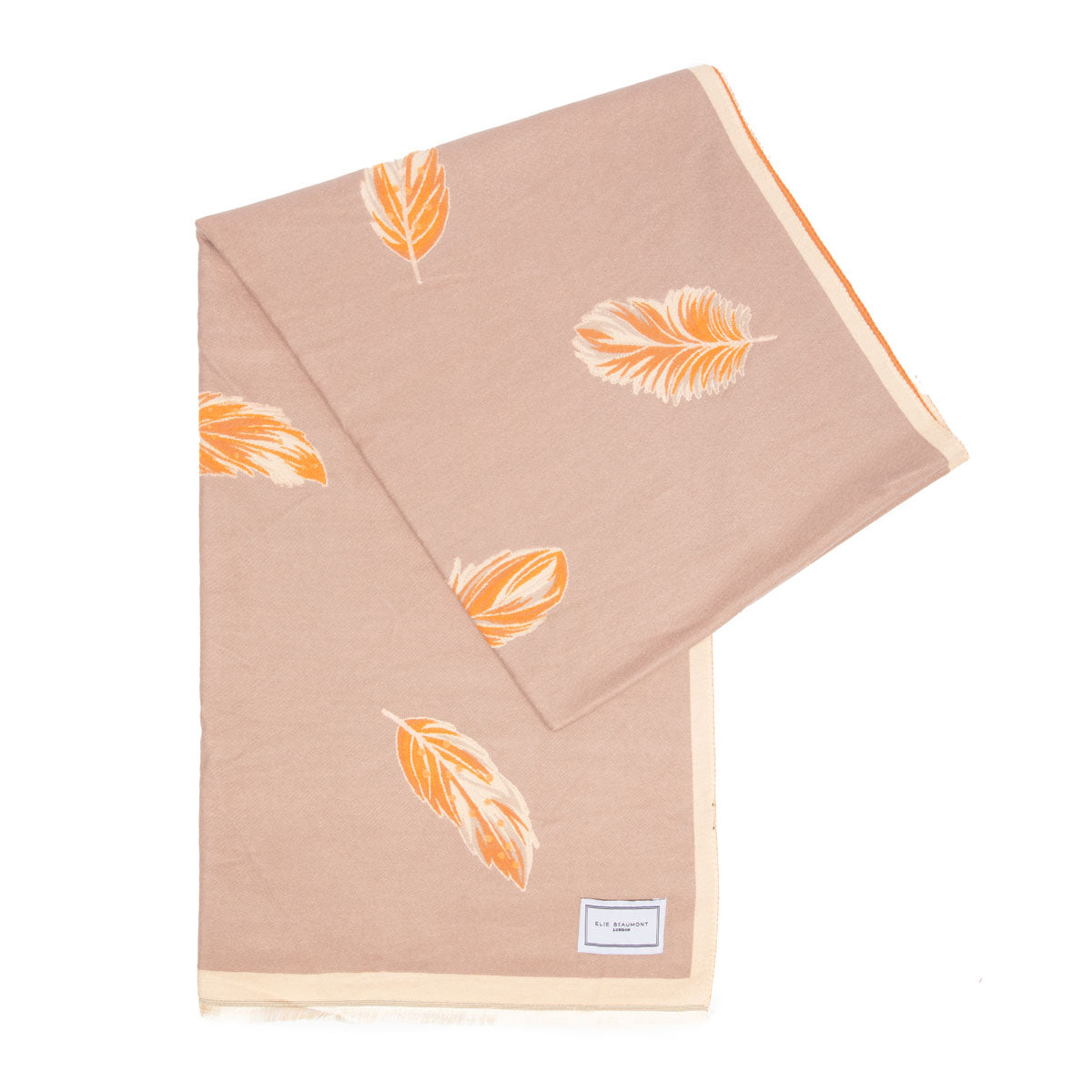 Winter Scarf - Peach & Sand Feather