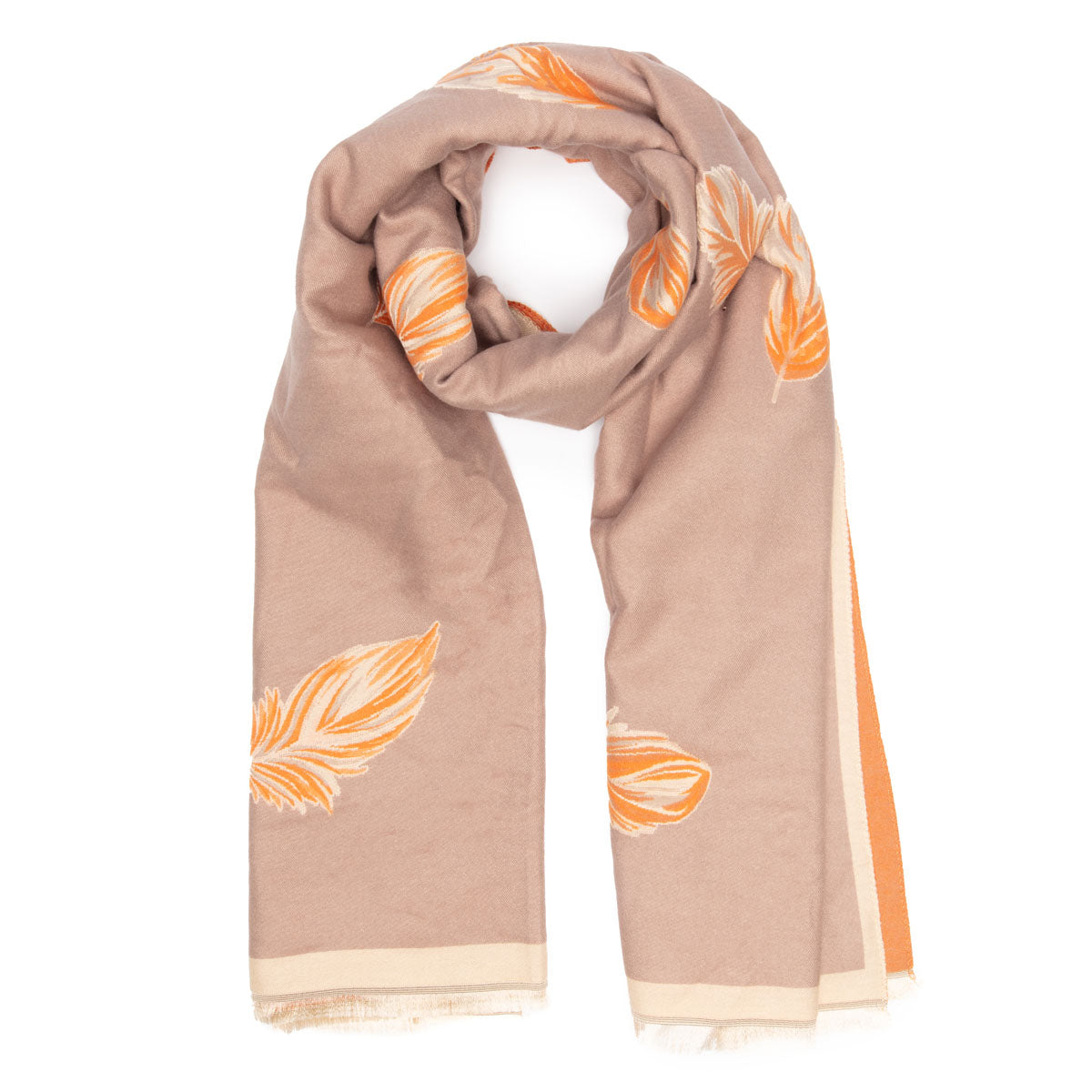 Winter Scarf - Peach & Sand Feather