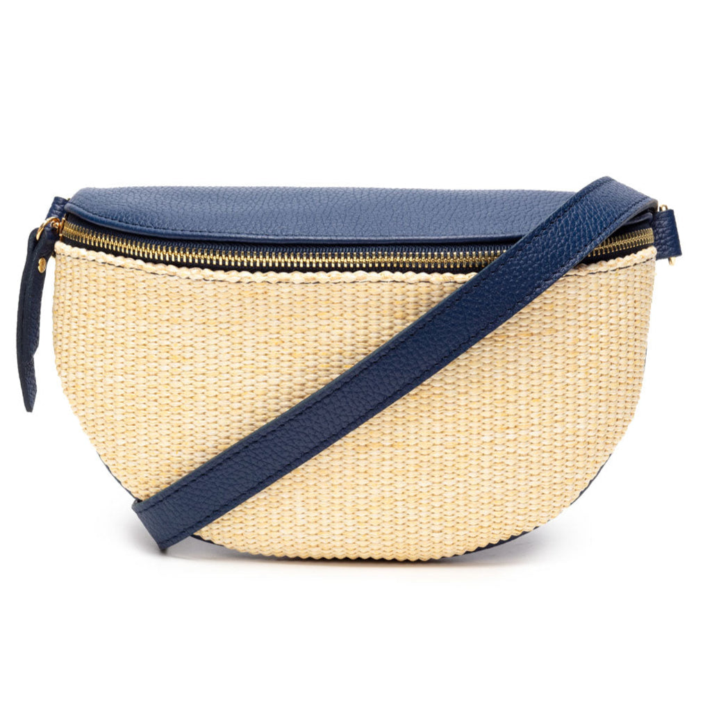 Raffia Sling Bag Navy