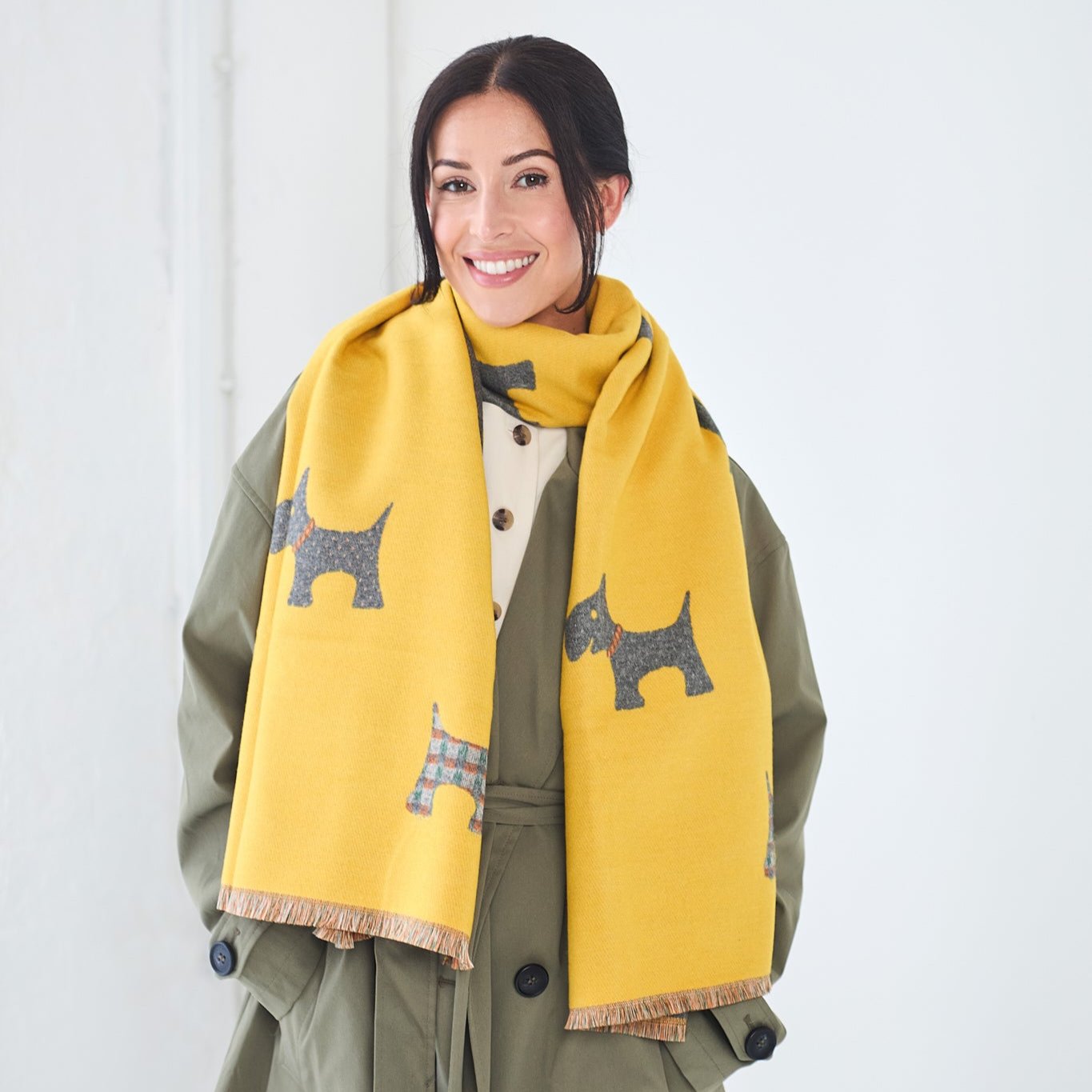 Winter Scarf - Mustard Dogs