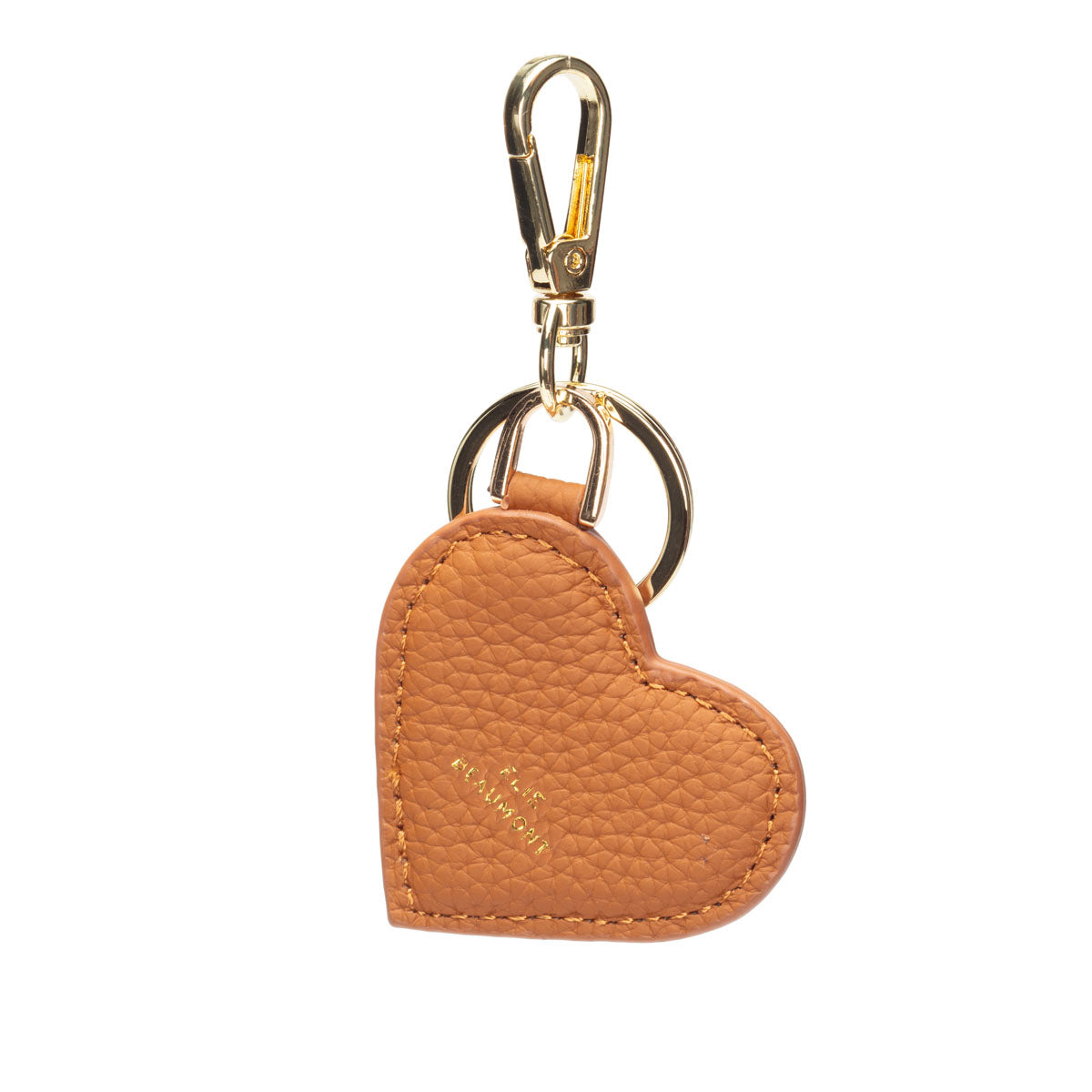 Leather Keyring - Heart Tan