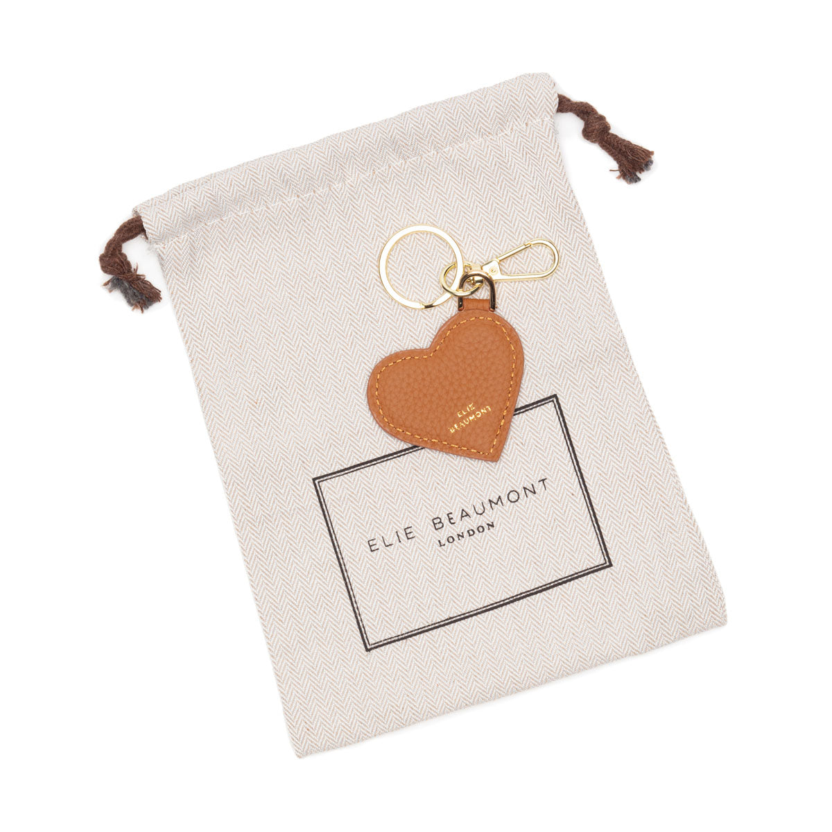 Leather Keyring - Heart Tan