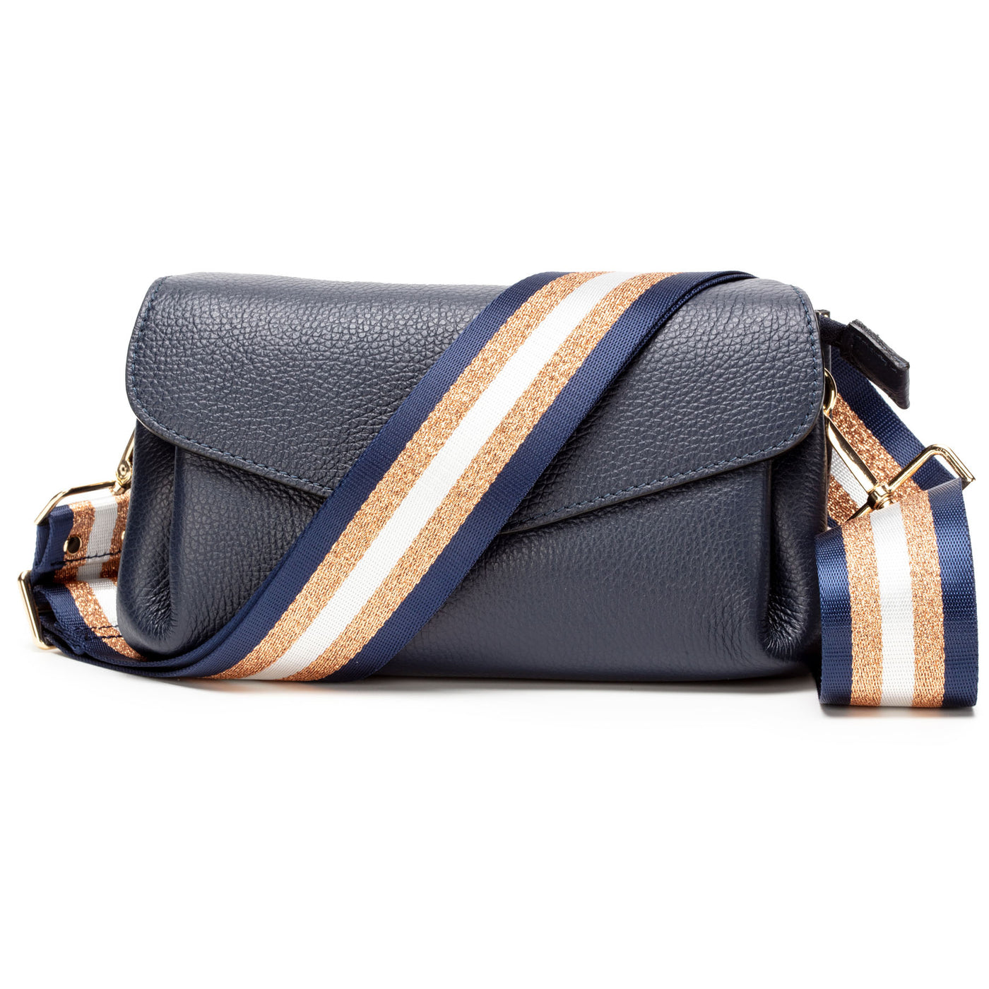Navy Tassle Crossbody Bag With Changeable Strap Gold 