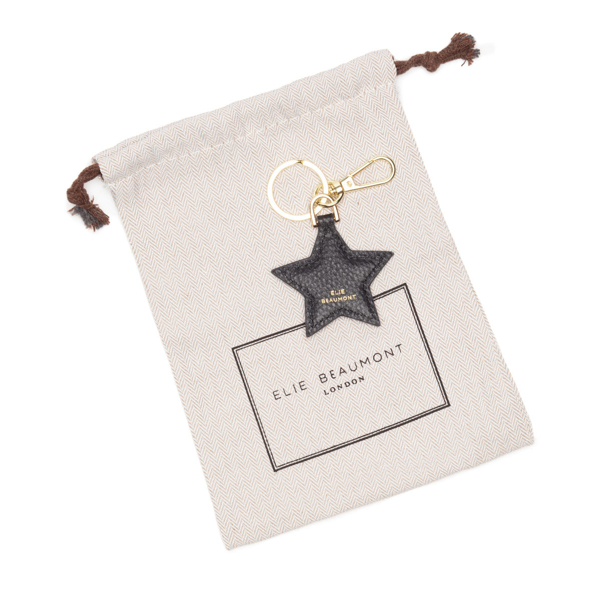 Leather Keyring - Star Black