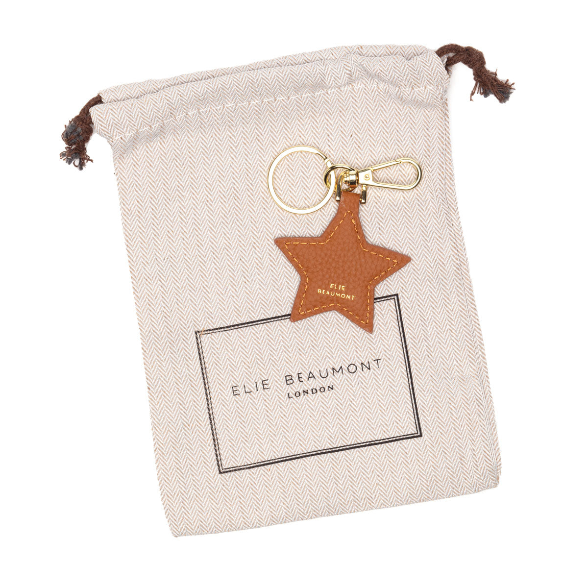 Leather Keyring - Star Tan