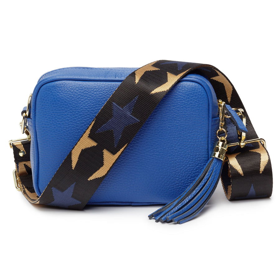 Navy Leather Crossbody Bag With Navy Leopard Strap – Apatchy London