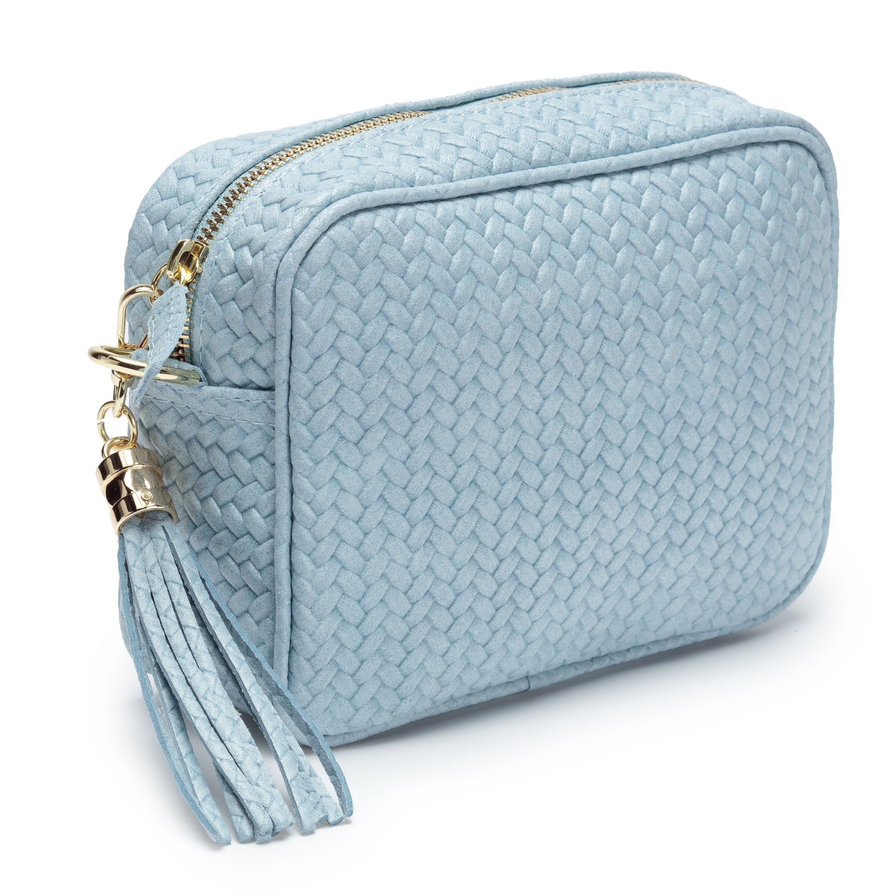 GEWEBTE CROSSBODY PULVERBLAU (HIMMELBLAUER CHEVRON RIEMEN)