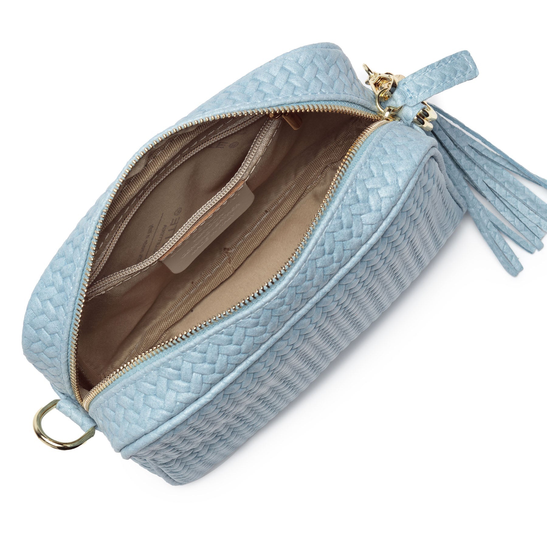 GEWEBTE CROSSBODY PULVERBLAU (HIMMELBLAUER CHEVRON RIEMEN)