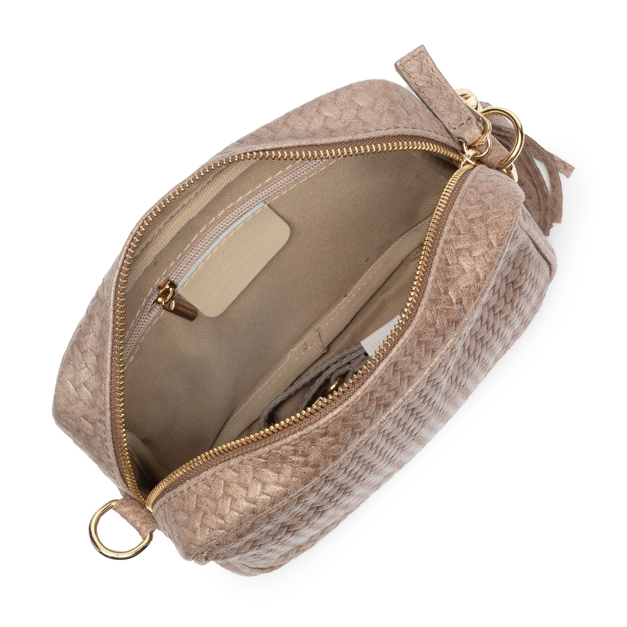 Woven Crossbody Light Coffee (Gold Chevron Strap)