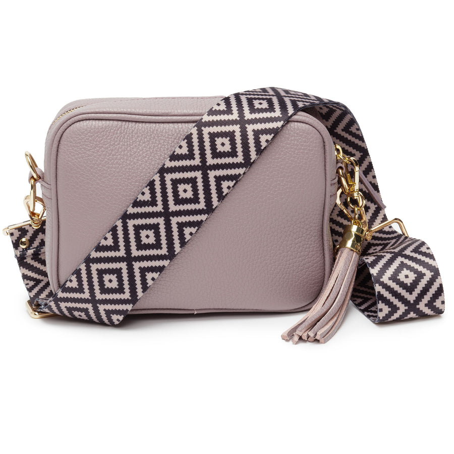 Light Pink Crossbody SLING BAG with Striped Strap